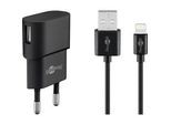 Goobay Apple Lightning Ladeset (5 W) - Netzteil mit Apple Lightning Kabel 1m (schwarz)