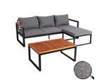 Garten-Garnitur MCW-L26b, Gartenlounge Sitzgruppe Lounge-Set Sofa, Aluminium Akazie Holz MVG-zertifiziert ~ dunkelgrau