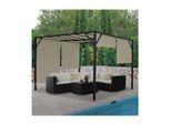 Pergola Beja, Garten Pavillon Terrassenüberdachung, stabiles 6cm-Stahl-Gestell + Schiebedach taupe ~ 4x4m