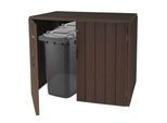 XL 2er-/4er-WPC-Mülltonnenverkleidung MCW-J28, Premium Mülltonnenbox, Metall Holzoptik, erweiterbar ~ braun