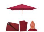 Ersatz-Bezug für Gastronomie Holz-Sonnenschirm MCW-C57, Sonnenschirmbezug Ersatzbezug, eckig 4x4m Polyester 3kg ~ bordeaux