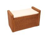 Sitzbank Genua Garderobenbank Bank Sitzhocker, mit Stauraum Kissen Kubu Rattan 88cm ~ honigfarben