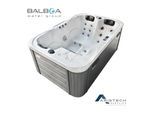 TroniTechnik® Outdoor Whirlpool Spa TINO PRO, Isolierung Weiß Silber Marmoriert 195cm x 127cm Heizung, Hydromassage, zwei Pumpen