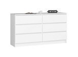 Commode Akord K140 Blanche 138 cm 6 tiroirs façade Blanche 138x40x77 cm