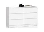 Commode Akord K120 Blanche 120 cm 6 tiroirs façade Blanche 120x40x77 cm