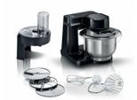 BOSCH Küchenmaschine MUMS2EB01 MUM Serie 2, 700 W, 3,8 l Schüssel, Durchlaufschnitzler, 3 Reibescheiben, Patisserieset Edelstahl, schwarz