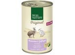 REAL NATURE Original Nassfutter Katze, Adult, Kaninchen und Geflügel mit Leinöl 12x400 g