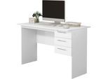 Table de Bureau. Bureau d'ordinateur. Table de Travail pc avec 3 tiroirs et verrou. 120x59x75cm. Blanc - Woltu