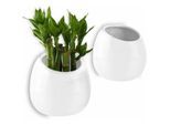 Pot pour Plantes Mural Blanc 10CM Céramique Lot de 2, Décoration Murale Décoration pour Salon Maison Jardin Soirée Fête Noël et Idéal Cadeau Créatif