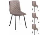 Lot de 4 chaises treviso avec revêtement en tissu et structure en métal noir, chaise de salle à manger coloris beige - Beige