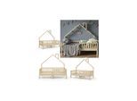 VitaliSpa Hausbett Kinderbett Spielbett Noemi 80x160cm natur Rausfallschutz
