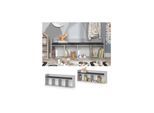 Vicco Sitzbank Kinderzimmerbank Kinderregal Luigi Hellgrau 142x53 cm modern Kinderzimmer Regal Aufbewahrungsregal Bücherregal Lesebank Spielzeugaufbewahrung Organizer Regal-Bank-Kombi 4 Fächer