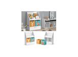 Vicco Kinderregal Bücherregal Wandregal Luigi Weiß 72x96 cm modern Kinderzimmer Regal Spielzeugregal Dekoregal Standregal Aufbewahrungsregal Würfelregal Schublade Ablage Fach freistehend Faltbox