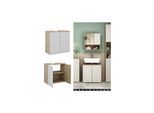 Vicco Waschtischunterschrank Waschbeckenunterschrank Edge Eiche Weiß modern 60x57 cm Badezimmer Schrank Badschrank Badkommode Badmöbel 2 Türen