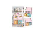 Vicco Kinderbücherregal Luigi 72 x 79 cm, Rosa, Kinderzimmerregal, mit Faltboxen