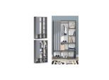 Vicco Kinderkleiderschrank Kinderzimmerschrank Kindergarderobe Luigi Grau 106 x 178 cm modern Schrankregal Jugendzimmerschrank Organizer Vorhang Kleiderstange Fächer Aufbewahrung Spielzeugablage