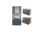 VICCO Waschbeckenunterschrank ILIAS Eiche Anthrazit Schublade Unterschrank Badezimmer