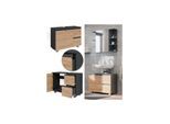 Vicco Waschtischunterschrank Waschbeckenunterschrank Badschrank J-shape Anthrazit Eiche modern 80x61cm Badezimmer Schrank Badmöbel Schranktür Schrankschublade Aufbewahrung