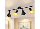 Plafonnier Spot , 4x E14 , pivotante & orientable , design industriel , vintage spot mural , noir , IP20 , 71 x 11 x 21 cm , sans ampoules - Gbly