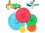 Jalleria - Couvercle Silicone pour Alimentaire,Extensible Silicone Couvercles,5 Tailles Différentes Couvercles à Ventouse en Silicone pour Bols,