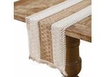 Chemin de Table en Lin de Coton Macram¨ Chemin de Table en Toile de Jute avec des Glands pour D¨coration Table Salle ¨¤ Manger Maison F¨ºte Mariage