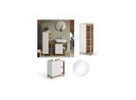 Vicco Badmöbel-Set Karen, Sonoma Weiß, moderne Badezimmerserie, 2 Farben, Waschtischunterschrank, Badspiegel, Midischrank