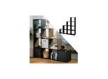 VICCO Treppenregal 10 Fächer Schwarz - Raumteiler Stufenregal Bücherregal