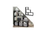 VICCO Treppenregal ASYM Raumteiler Schwarz 4 Fach Bücherregal Standregal Aktenregal Regal