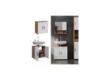 Vicco Waschtischunterschrank Waschbeckenunterschrank Irma Eiche Weiß Hochglanz modern 60x59 cm Badezimmer Schrank Badschrank Badkommode Badmöbel 2 Türen