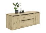 Valnatura Sideboard , Eichefarben , Metall , Asteiche , massiv , 2 Fächer , 1 Schubladen , 182x76x60 cm , Beimöbel erhältlich, in verschiedenen Holzarten erhältlich , Wohnzimmer, Wohnwände, Wohnwand-Serien