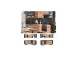 Vicco Eckküche Küchenzeile Einbauküche Fame-Line Anthrazit Eiche 190 cm modern Schubunterschrank Spülenunterschrank Eckunterschrank Herdumbauschrank Hängeglasschrank Hängeschrank