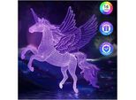 Lampe Licorne Jouet Fille - Idee Cadeau Noel Fille 3 4 5 6 7 8 Ans, Veilleuse 3D Licorne Lumineuse pour Decoration Chambre Fille, 16 Couleurs