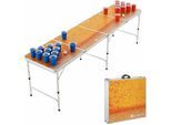 Juskys - Beer Pong Tisch Piwo - Bier Trinkspiel Set Becher Bälle - klappbar Bierpongtisch Beerpong Bierpong Spiel - Gelb, Orange