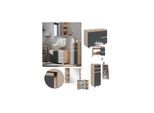 Vicco Badmöbelset J-shape Sonoma Anthrazit modern Badezimmer Schrank Badschrank Waschtischunterschrank Spiegelschrank Midischrank Schranktür Schrankschublade Schrankfach Ablage Aufbewahrung