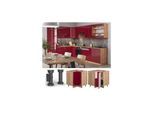 Vicco Eckunterschrank Küchenschrank Küchenmöbel Fame-Line Eiche Rot Bordeaux modern 87 cm Küche Eckküche Einbauküche Doppel-Drehtür Einlegeboden Blende Küchenzeile Hochglanz