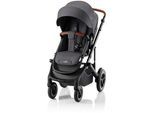 Britax Römer Kinderwagen , Dunkelgrau , Textil , 57x112x97.7 cm , Feststellbremse, Federung, 5-Punkte-Gurt, für Babyschale geeignet, Griff in Lederoptik, Sitz umsetzbar, Reflektorstreifen, abnehmbarer Schutzbügel , Baby On Tour, Kinderwagen, Kombikinderwagen