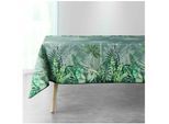 Nappe antitache rectangulaire - 150 x 240 cm - Feuillage vert sur fond kaki Vert - Vert