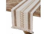 Chemin de Table en Lin de Coton Macram¨ Chemin de Table en Toile de Jute avec des Glands pour D¨coration Table Salle ¨¤ Manger Maison F¨ºte Mariage