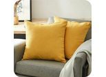 Linghhang - Lot de 2Taie Oreiller 50cmx50cm Housse Coussin Carré Decoratif Jaune Moutarde pour Gros Coussin Canapé Lit Décoration Chambre Salon