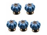 Decor Lot De 5 Poignées De Tiroir Vintage En Céramique En Forme De Citrouille 40x40mm(Diamètre x Hauteur) - Bleu - Aiducho