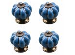 Aiducho - Decor Lot De 4 Poignées De Tiroir Vintage En Céramique En Forme De Citrouille 40x40mm(Diamètre x Hauteur) - Bleu