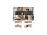 Vicco Eckküche Küchenzeile Einbauküche Fame-Line Weiß Eiche 190 cm modern Küchen Schränke Schubunterschrank Spülenunterschrank Eckunterschrank Herdumbauschrank Hängeglasschrank Hängeschrank