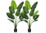 Lot de 2 Plantes Artificielles 160cm Oiseau de Paradis Faux Palmier Tropical avec 10 Feuilles, Faux Plantes en Pot Intérieur Extérie