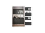 Vicco Küchenzeile Single Einbauküche Landhaus 140 cm Küchen Fame-Line Anthrazit
