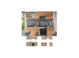 Vicco Küchenzeile Küchenblock Einbauküche Fame-Line Weiß Eiche 240 cm modern Küchen Schränke Spülenunterschrank Schubunterschrank Hängeschrank Hängeglasschrank