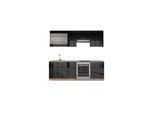 Vicco Küchenzeile Küchenblock Einbauküche Fame-Line Eiche Anthrazit 240 cm modern Küchen Schränke Spülenunterschrank Schubunterschrank Hängeschrank Hängeglasschrank Hochglanz