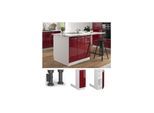 Vicco Regalinselunterschrank Küchenschrank Küchenmöbel Fame-Line Weiß Bordeaux Rot 30 cm modern Hochglanz Küche Einbauküche Kücheninsel Drehtür Einlegeboden Blende Küchenunterschrank Küchenzeile