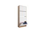 Meuble Rangement Chaussure 24 Paires - Pour Entree Couloir - 60x24x150 cm - Blanc Bois Clair - Casabel