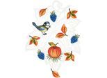 W. Reuter & Sohn - Plauener Spitze® Fensterbild »Fensterbild "Herbstblatt mit Vogel" farbig«