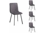 Lot de 4 chaises treviso avec revêtement en tissu et structure en métal noir, chaise de salle à manger coloris gris - Gris